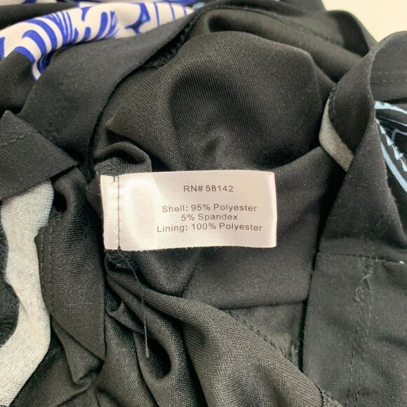 Boston Proper Feather Scroll Sheath Dress Women 10 Black Blue Scoop Neck Stretch - Picture 10 of 12